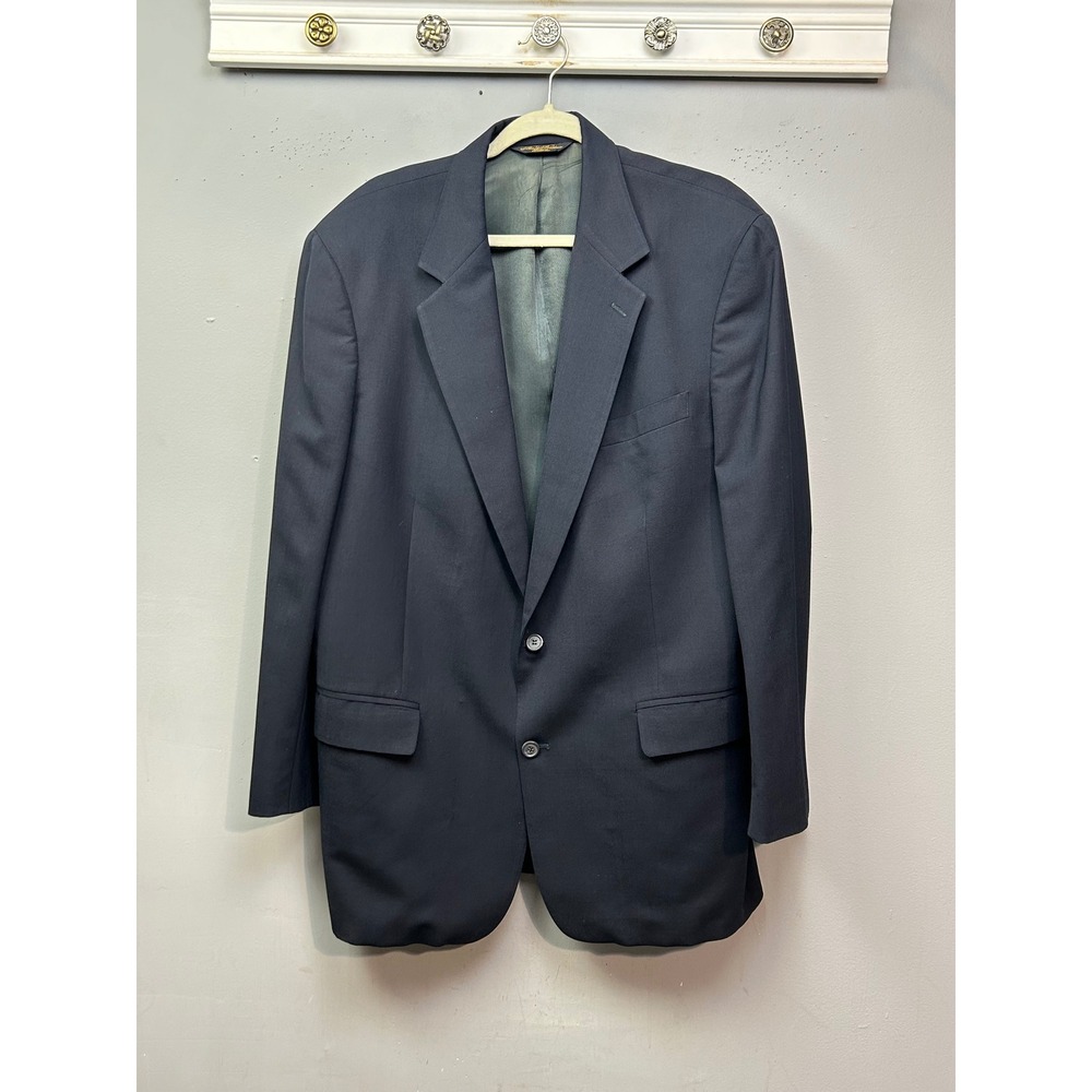 Brooks Brothers‎ Navy Wool Suit Jacket Blazer Mens 44 Long Single Breasted